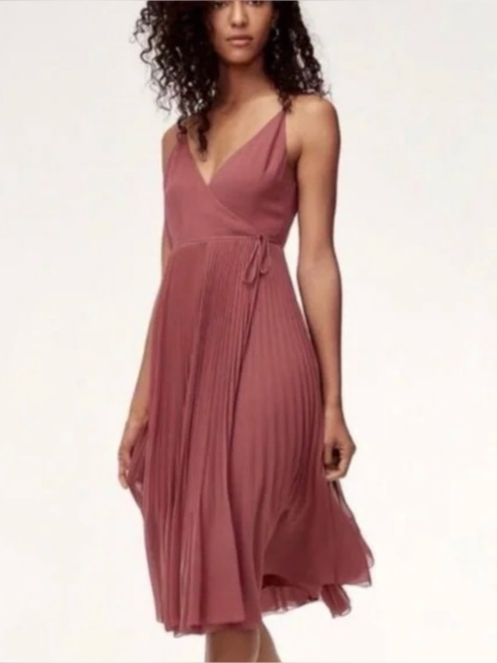 Aritzia Wilfred Beune pleated wrap dress. Dusty Rose/Mauve - Large